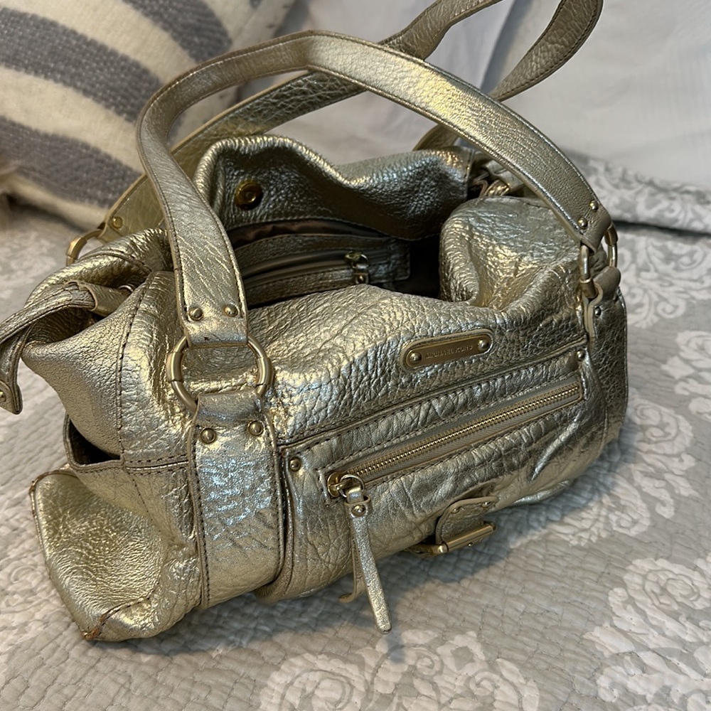 Michael Kors Austin Large Leather Satchel, Pale Gold